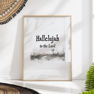Hallelujah to the Lord Print - Minimalist Christian Wall Art, Inspirational Faith Decor
