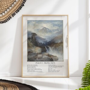 Psalm 3 Mountain Landscape Print: Christian Bible Verse Art