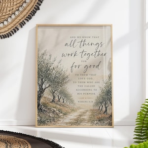 Romans 8:28 Print, All Things Work Together Scripture Wall Art
