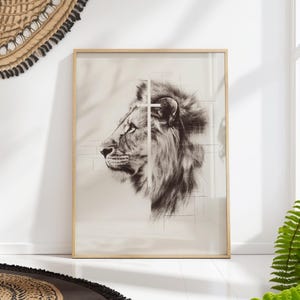Lion of Judah Art Print - Christian Lion Sketch - Jesus Wall Decor