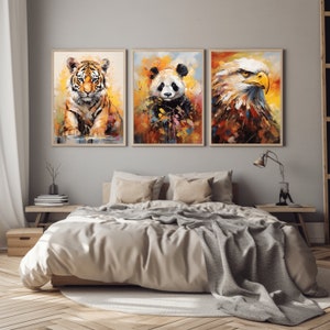Carteles de animales, Conjunto de 24, Arte animal, Descarga digital de carteles de animales, Pintura al óleo de animales, Acuarela de animales, Idea de regalo de animales, Retrato de animales, Animales