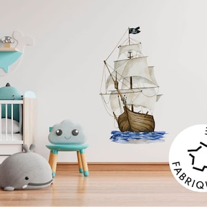 Große Piratenschiff-Aufkleber – verantwortungsvolle französische Wanddekoration – hergestellt in Frankreich – Aufkleber – Kinderzimmer