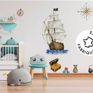 Grand Stickers pirate - Décoration murale française responsable - Made in France - autocollant - chambre enfant