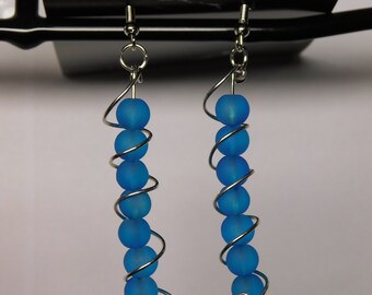 Teal Swirl Dangle Earrings