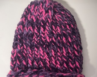 Newborn Knit Hat - Pink & Purple