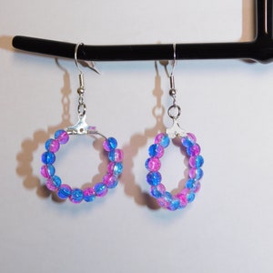 Cute Blue and Purple Beaded Dangle Earrings