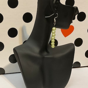 Lime Green Pearl Bead Earrings