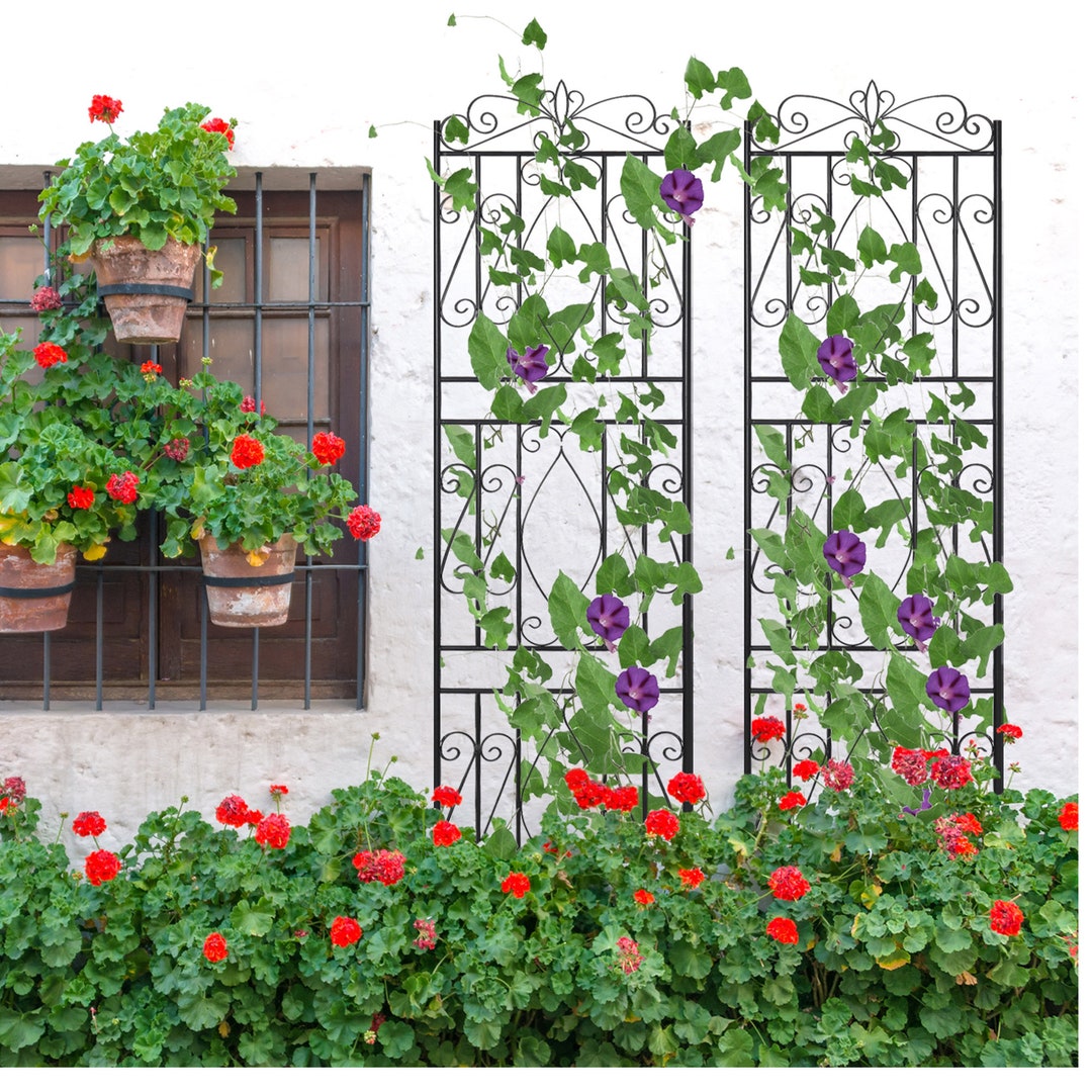 Metal Garden Trellis Panels 2 Pack Decorative Garden Fence Etsy UK