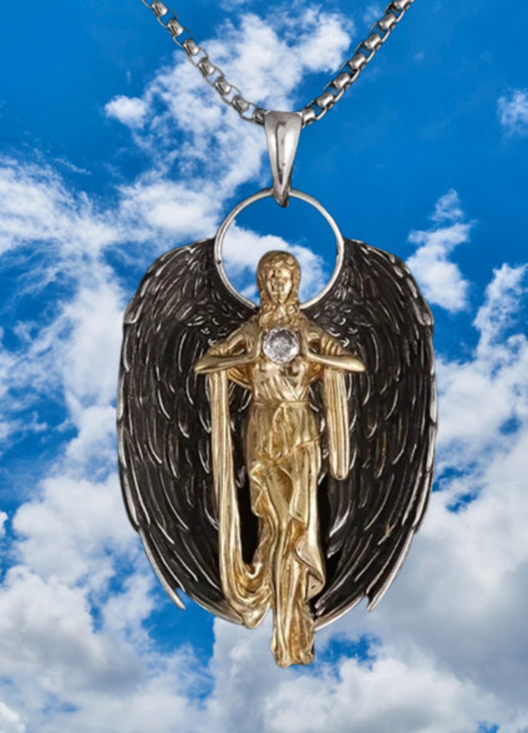 Archangel Gabriel Pendant Necklace Guardian Angel Necklace Etsy