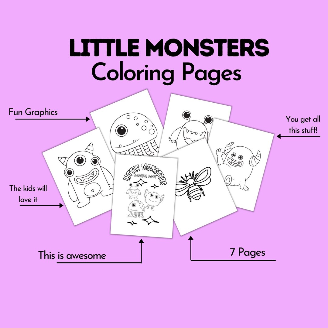 Coloring Pages for Kids Color the Little Monsters Learn to Color