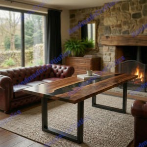 Black Epoxy River Coffee Table | Walnut Wood Table