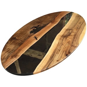 Black Resin Oval Epoxy Center Table Top
