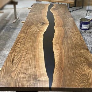 Live Edge Black Resin Dining Table