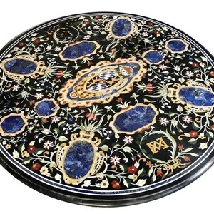 Semi Precious Stone Inlay Work Handmade Pietra Dura Home Decor, inlay art kitchen table, marble table