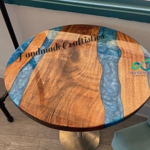 Natural Wood And Epoxy Round Table Modern Living Room Decor