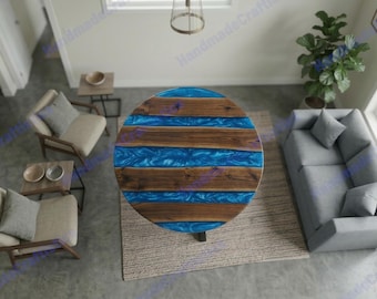 Blue River Resin Wood Table | Handmade Modern Living Room Table