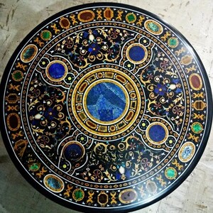 Semi Precious Stone Inlay Work Handmade Pietra Dura Home Decor, inlay art kitchen table, marble table