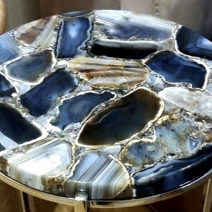 Handmade Agate Table Top, Unique Tea Coffee Kitchen Decor