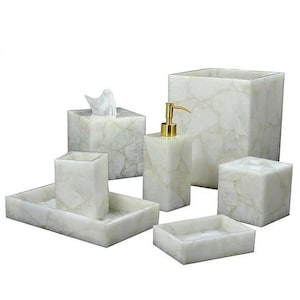 White Quartz Bathroom Set , Set of Seven Pieces for bathroom accessories