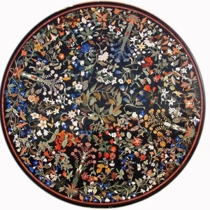 Semi Precious Stone Inlay Work Handmade Pietra Dura Home Decor, inlay art kitchen table, marble table