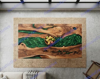 Emerald Green Epoxy Resin Table | Handmade Walnut Table