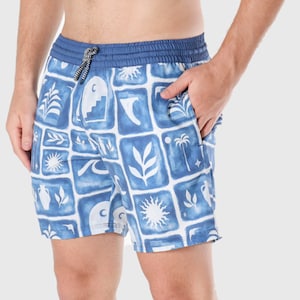 Men&#39;s Beach Shorts - Mystic Blue Color- Size M