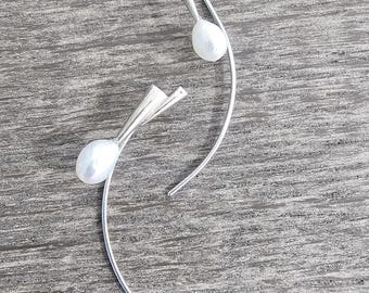 Earrings - Sterling Silver Threader with Freshwater Pearl