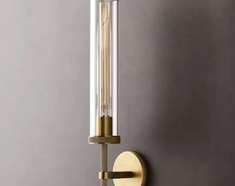 Modern Tall Upright Sconce - Industry Glass Sconce - Wall Sconce - Mid Century - Industrial - Bathroom Vanity - UL Listed