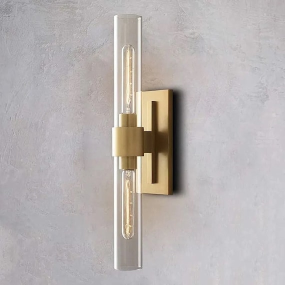 Modern Linear Wall Sconce Industry Glass Sconce Modern Cylinder Sconce Gold Wall  Sconce Mid Century Bathroom Vanity UL Listed 