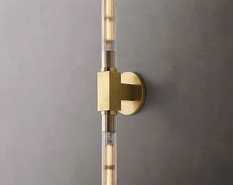 Aplique lineal moderno - Aplique de vidrio industrial - Aplique de pared - Mediados de siglo - Industrial - Tocador de baño - Homologado por UL