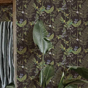 Fern Botanical wallpaper | Traditional, Vinyl, Peel&Stick, Removable and Renter friendly Wall Decor, Botanical Design, Floral wall