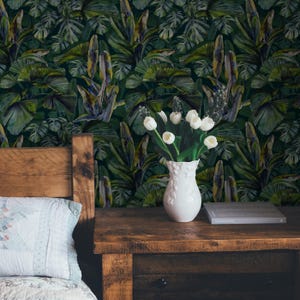Tropical Wallpaper Peel and Stick | Energetic Green Wallpaper for Living Room | Modern Jungle Leaves Traditional Non-Woven Wallpaper | TP13