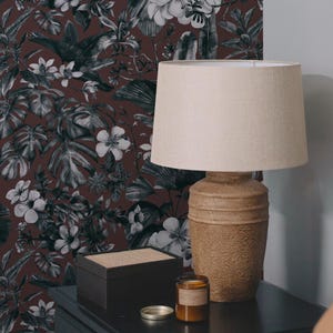 Dark Floral Wallpaper Peel and Stick | Mysterious Colorful Wallpaper for Living Room | Vintage Flowers Non-Woven Wallpaper | TP30