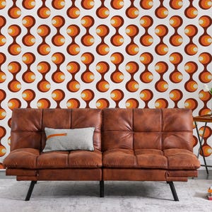 Geometric Wallpaper Peel and Stick | Fun Red Wallpaper for Living Room | Retro Whimsical 70&#39;s Traditional Non-Woven Wallpaper | ABS00