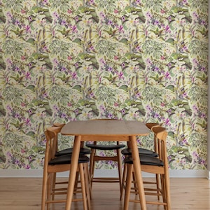 Botanical & Floral Wallpaper Peel and Stick | Cute Colorful Mural for Bedroom | Classic Flowers Traditional Non-Woven Mural | TP06