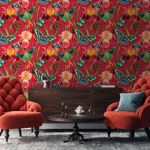 Floral Butterfly Wallpaper: Peel and Stick (Renter Friendly, Removable)