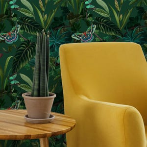 Bugs & Insects Wallpaper Peel and Stick | Fun Green Wallpaper for Living Room | Modern Tropical Butterflies Non-Woven Wallpaper | BF06