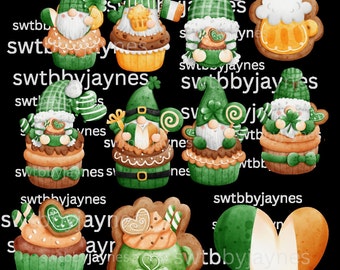 St. Patricks Day Dessert Gnomes  *Digital Download*    PNG,JPEG,SVG