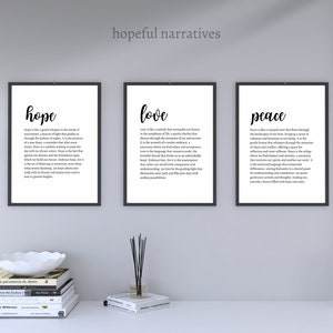 hope love peace wall art | printable quotes bundle | inspirational word art | minimalist home decor | instant download | digital print set