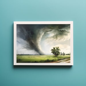 Tornado Watercolor Art, Destructive Twister Painting with Watercolor, Gift for Storm Chaser, Beautiful Storm Digital Download, EF5 Warning