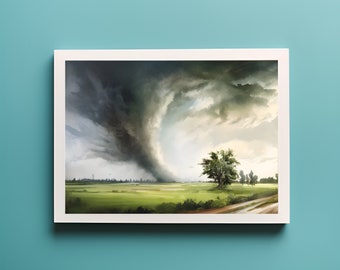 Tornado Watercolor Painting, Storm Chaser Art (Digital Download)