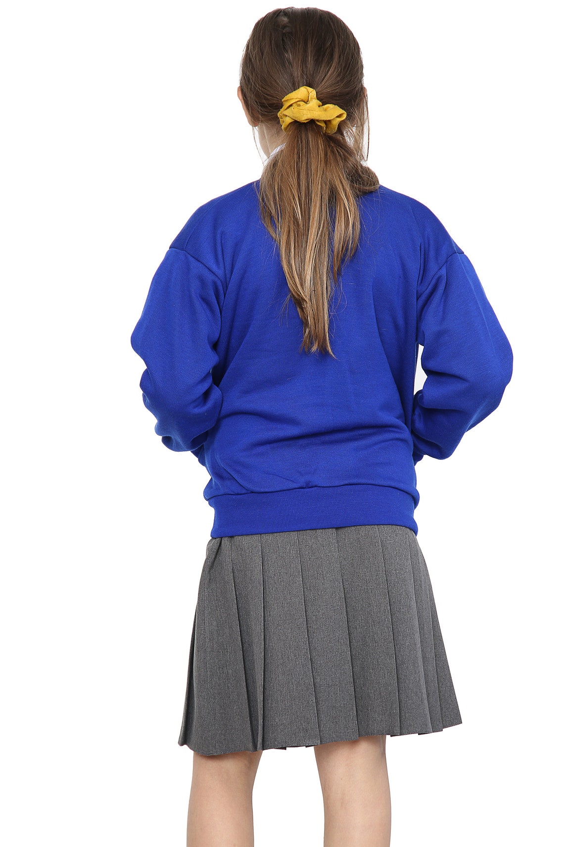 Girls School Uniform Royal Blue Fleece Sweat Cardigan With Front