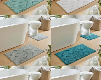 100% Cotton Bali Bath Mat 2 Piece Set Non Slip Washable Bathmat Toilet Bathroom