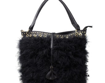 Faux Feather Fluffy Tote Bag Women Cosy Winter Shoulder Crossbody Handbag AB-8630