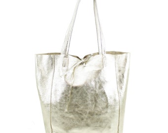 Bolso Shopper de piel italiana suave para mujer, bolso de hombro para mujer VP8102