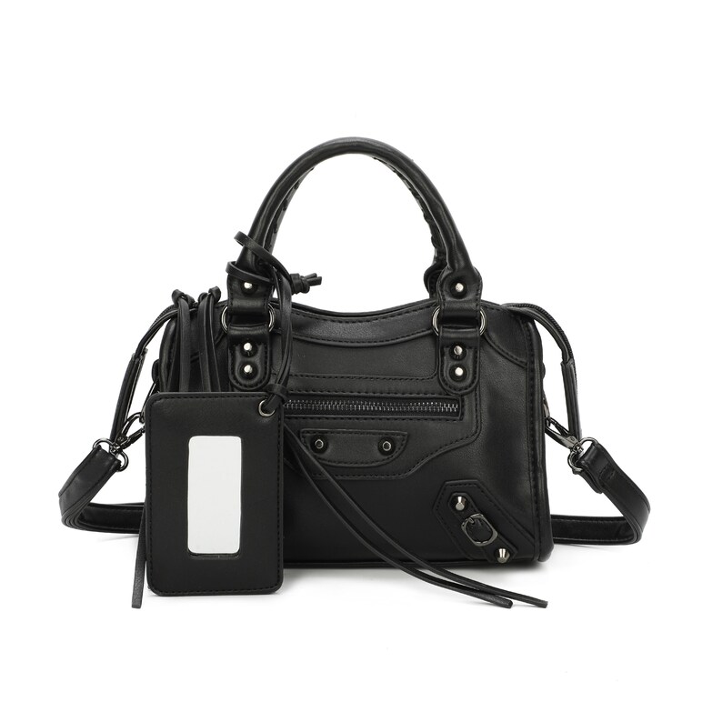 Dual Grab Handle Women Handbag Chunky Studs Design Crossbody Bag 929