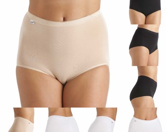 Pack of 3 Super Soft Cotton Maxi Briefs Knickers Underwear Colors Available Black White & Biege