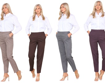 Pantalon à chevrons semi-élastique pour femme à l'intérieur de la jambe, 29 pouces (long) Pantalon d'hiver à porter au quotidien