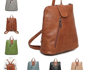 Damen Klappe Reißverschlusstasche Haltegriff Rucksacktasche Frauen Rucksack Handtasche T8886