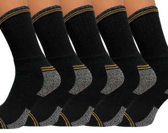 Lot de 5 chaussettes de travail pour homme avec semelle coussinée renforcée en coton UK 6-11